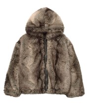 LOGO PATCHED FAUX FUR HOODED JACKET