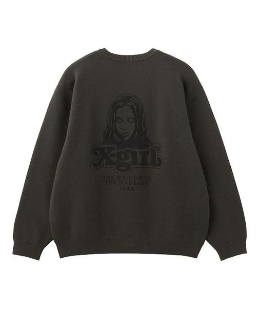 FACE EMBROIDERY KNIT TOP