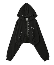 STUDDED ZIP UP SWEAT HOODIE