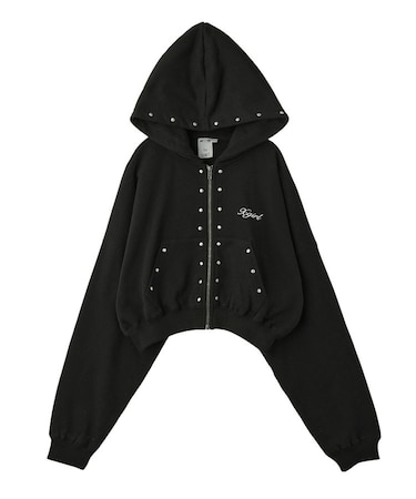 STUDDED ZIP UP SWEAT HOODIE