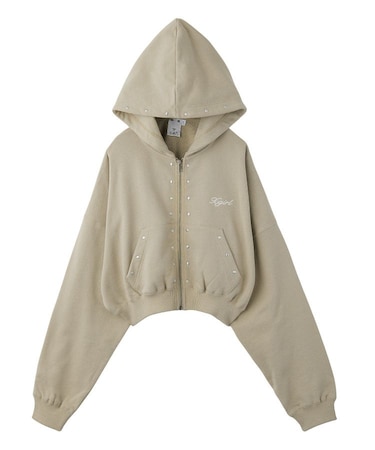 STUDDED ZIP UP SWEAT HOODIE