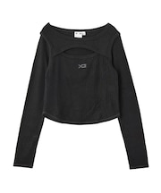 FRONT SLIT RIB L/S TOP