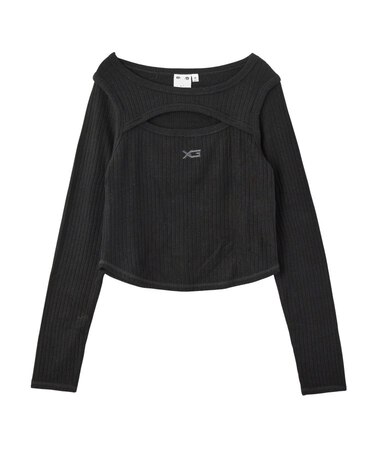 FRONT SLIT RIB L/S TOP