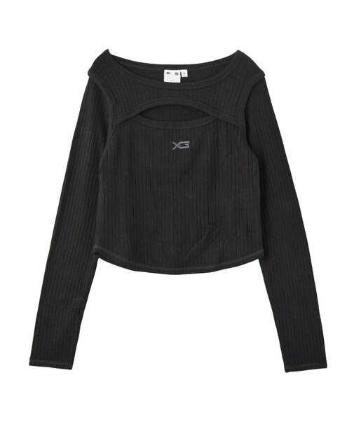 FRONT SLIT RIB L/S TOP