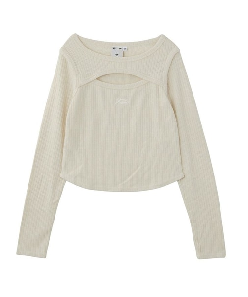 FRONT SLIT RIB L/S TOP