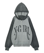 LOGO JACQUARD ZIP UP KNIT HOODIE