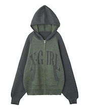 LOGO JACQUARD ZIP UP KNIT HOODIE