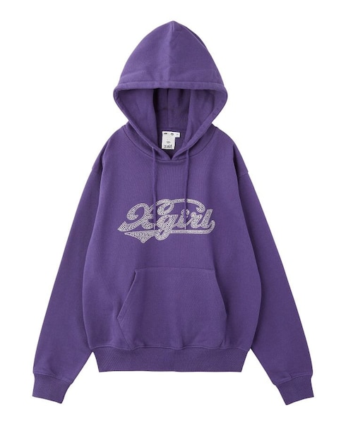 RHINESTONE CURSIVE LOGO SWEAT HOODIE｜エックスガールの通販｜&mall