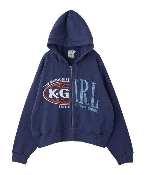 PANELED GRAPHIC ZIP UP SWEAT HOODIE｜エックスガールの通販｜&mall