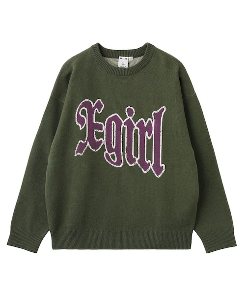 SCRATCHED LOGO JACQUARD KNIT TOP