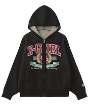 COLLEGE LOGO JACQUARD ZIP UP KNIT HOODIE