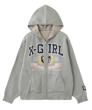 COLLEGE LOGO JACQUARD ZIP UP KNIT HOODIE
