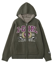 COLLEGE LOGO JACQUARD ZIP UP KNIT HOODIE