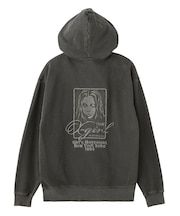 PIGMENT DYED FACE AND LOGO SQUARE PATCH ZIP UP SWEAT HOODIE