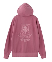 PIGMENT DYED FACE AND LOGO SQUARE PATCH ZIP UP SWEAT HOODIE