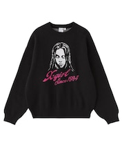 CURSIVE LOGO AND FACE JACQUARD KNIT TOP