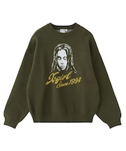 CURSIVE LOGO AND FACE JACQUARD KNIT TOP