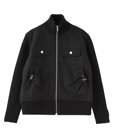 RIBBED SLEEVE WOVEN JACKET