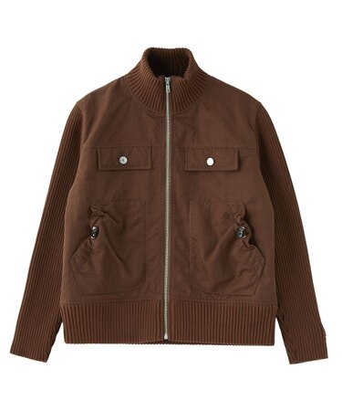 RIBBED SLEEVE WOVEN JACKET