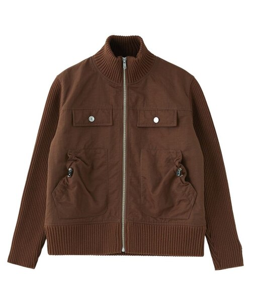 RIBBED SLEEVE WOVEN JACKET