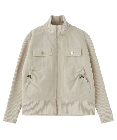 RIBBED SLEEVE WOVEN JACKET