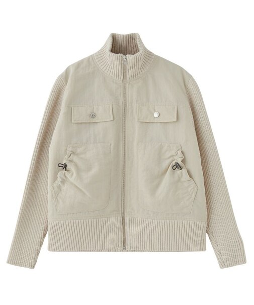 RIBBED SLEEVE WOVEN JACKET