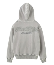 BLEACHED LOGO PATCH ZIP UP SWEAT HOODIE