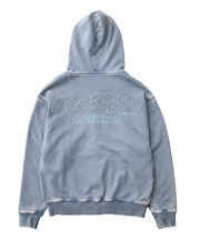 BLEACHED LOGO PATCH ZIP UP SWEAT HOODIE