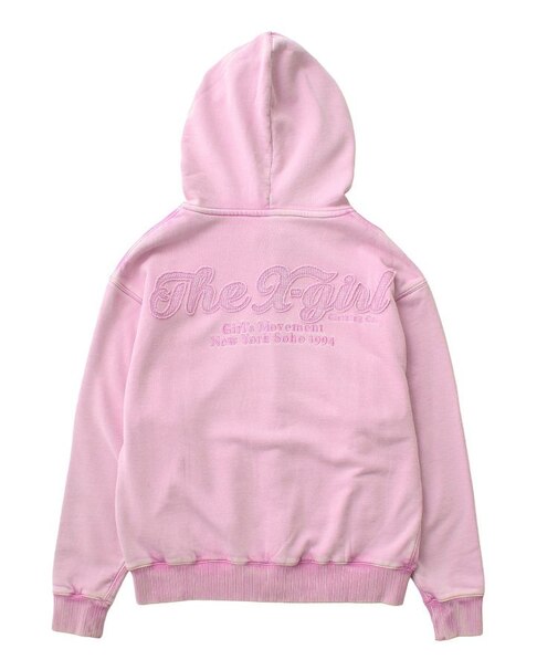 BLEACHED LOGO PATCH ZIP UP SWEAT HOODIE