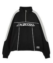 FACE LABEL HALF ZIP SWEAT TOP