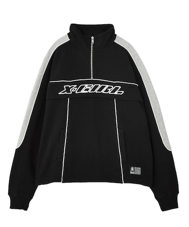 FACE LABEL HALF ZIP SWEAT TOP