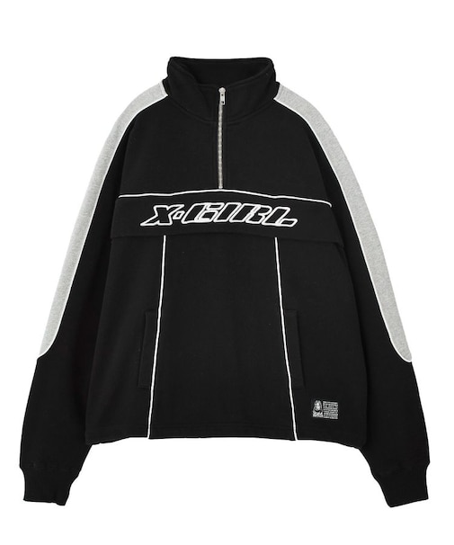 FACE LABEL HALF ZIP SWEAT TOP