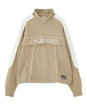 FACE LABEL HALF ZIP SWEAT TOP