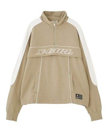 FACE LABEL HALF ZIP SWEAT TOP