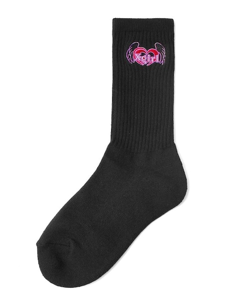 HEART AND WING EMBROIDERED SOCKS
