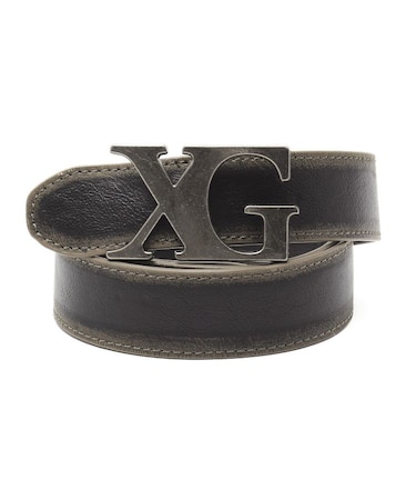 XG EMBLEM CLASP FAUX LEATHER BELT