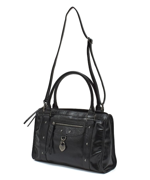 HEART PADLOCK FAUX LEATHER 2WAY BAG