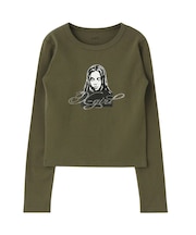 RHINESTONE LOGO AND FACE L/S COMPACT TOP