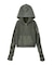 FADED WOVEN MIX HALF ZIP HOODED TOP