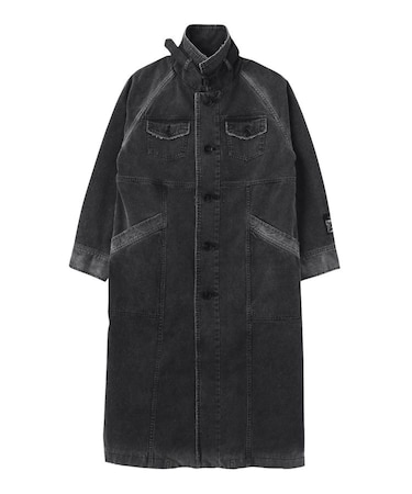 FADED STAND COLLAR LONG COAT