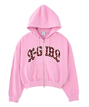 STUDDED LOGO ZIP UP SWEAT HOODIE