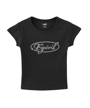 RHINESTONE OVAL CURSIVE LOGO S/S BABY TEE