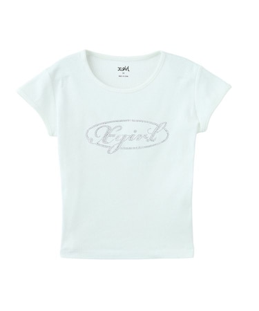 RHINESTONE OVAL CURSIVE LOGO S/S BABY TEE