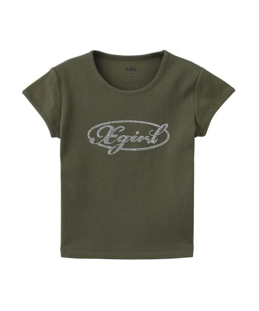 RHINESTONE OVAL CURSIVE LOGO S/S BABY TEE