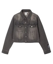 FADED FACE LABEL COMPACT DENIM JACKET