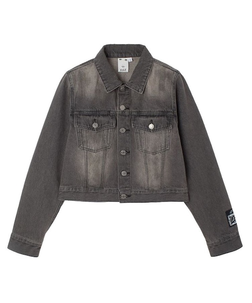 FADED FACE LABEL COMPACT DENIM JACKET