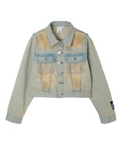 FADED FACE LABEL COMPACT DENIM JACKET