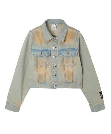 FADED FACE LABEL COMPACT DENIM JACKET