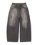 FADED FACE LABEL WIDE BAGGY DENIM PANTS