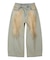 FADED FACE LABEL WIDE BAGGY DENIM PANTS